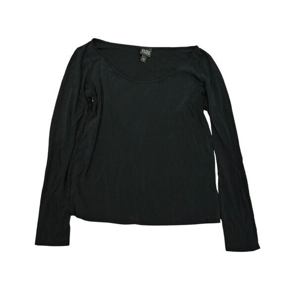 Eileen Fisher Black Silk Long Sleeve Top Minimalist Blouse Size S - Picture 3 of 6